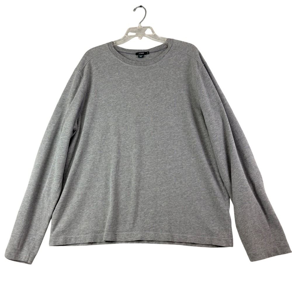 J. Crew XL Heather Gray Long Sleeve Cotton Crew Neck Fleece Shirt Heavy Casual